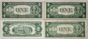 USA, 10 Dollars 1934, lot, 3 x 1 Dollar and 2 Dollars, 1935-1963