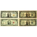 USA, 10 Dollars 1934, lot, 3 x 1 Dollar and 2 Dollars, 1935-1963