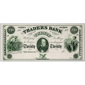 USA, Virginia, Traders Bank of the city of Richmond, 20 Dollars 18.., series A, reprint