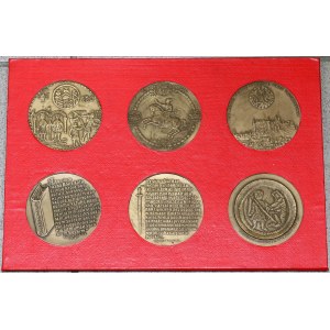 Poľská ľudová republika, sada 6 medailí vrátane 2 x Korsky: Władysław Herman, Henryk Walezy, 100. výročie čísla v Krakove, Mieszko II, Bolesław II Szczodry, Bolesław Krzywousty