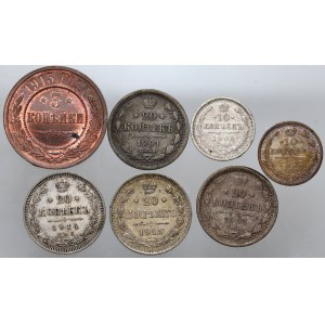 Rusko, Mikuláš II., sada 7 mincí z let 1901-1915