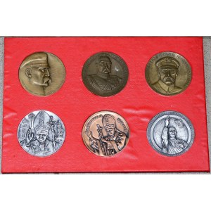 People's Republic of Poland, set of 6 pieces of interesting medals: 3 x Marshal Józef Piłsudski, 3 x Pope John Paul II.