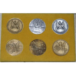 PRL, zestaw 6 sztuk medali: 3 x Katyń, 1 x gen. Sikorski, J. Wybicki i gen. Bór-Komorowski