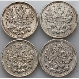 Russia, Alexander III, 4 x 5 Kopecks from 1882-1888