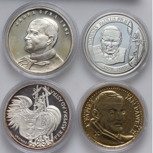 Polsko / Belgie, sada 4 medailí, Jan Pavel II, Lech Wałęsa