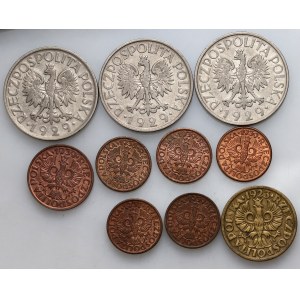 II RP, Satz von 10 Münzen aus den Jahren 1923-1939