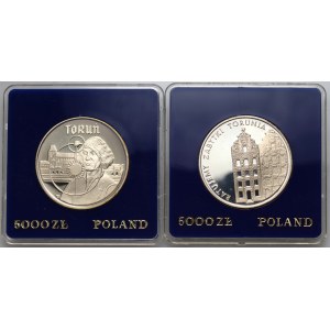 PRL, 2 x 5000 złotych 1989, Toruń - Mikołaj Kopernik, Ratujemy Zabytki Torunia