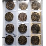 Royal Polish Thalers, set of 24 replicas, bronzed and patinated silver, REPLACEMENTS, autographed by Janusz Parchimowicz