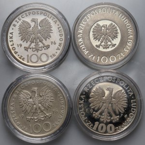 People's Republic of Poland, set of 4 x 100 zlotys from 1973-1976