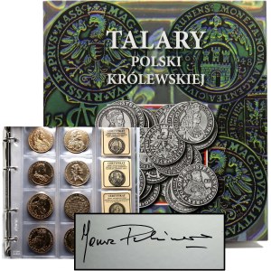Talary Polski Królewskiej, zestaw 32 replik, srebro złocone, ODWROTKI, z autografem Janusza Parchimowicza