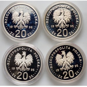 III RP, zestaw 4 x 20 złotych z lat 1996-1996