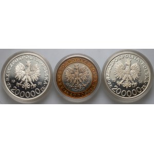 III RP, zestaw 3 monet z 1991 roku
