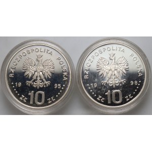 III RP, zestaw, 10 złotych 1995 i 10 złotych 1998, Igrzyska Olimpijskie