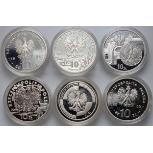 III RP, zestaw 6 x 10 złotych z lat 1996-2006