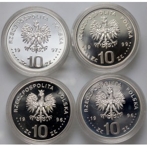 Third Republic, set of 4 x 10 zlotys from 1996-1999