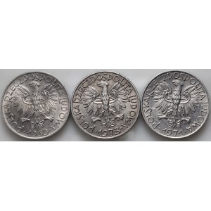 Poľská ľudová republika, sada 3 x 5 zlatých mincí z rokov 1960-1973, Rybak