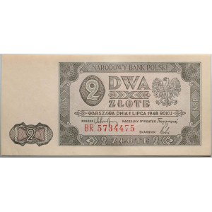 Polská lidová republika, 58 x 2 zloté 1.07.1948, série BR, fragment bankovního balíčku