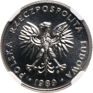 Polská lidová republika, 20 zlotých 1989, reverzní nápis, PRÓBA, nikl