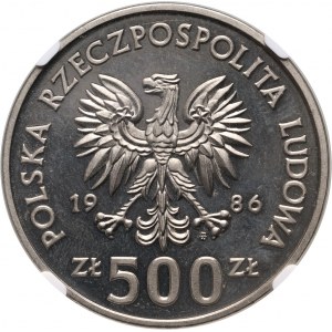 PRL, 500 złotych 1986, Władysław I Łokietek, PRÓBA, nikiel