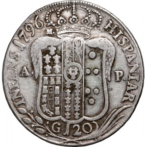Itálie, Neapol a Sicílie, Ferdinand IV, Piastra (120 Grana) 1796, Neapol
