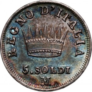 Taliansko, Kráľovstvo Napoleona I., 5 Soldi 1811 M, Miláno