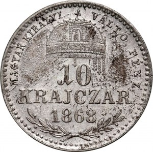 Hungary, Franz Josef I, 10 Krajczar 1868 GYF, Karlsburg