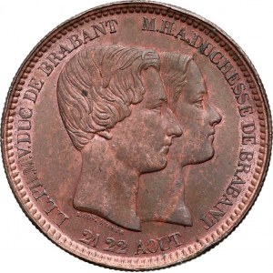 Belgien, Leopold I., 10 Centimes 1853, Hochzeit von Prinz Leopold und Marie Henrietta