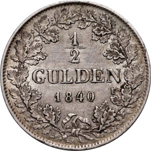 Německo, Bádensko, Karl Leopold, 1/2 gulden 1840