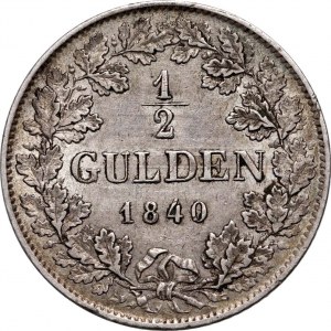 Nemecko, Baden, Karl Leopold, 1/2 gulden 1840