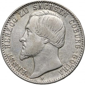 Deutschland, Sachsen-Coburg-Gotha, Ernest II, 1/6 Taler 1852 F