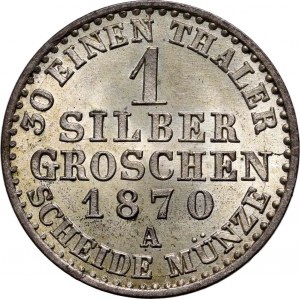 Německo, Prusko, Vilém I., stříbrná mince, 1870 A, Berlín