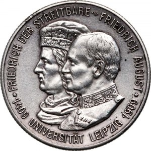 Germany, Saxony, Friedrich August III, 2 Mark 1909, Muldenhütten, Leipzig University