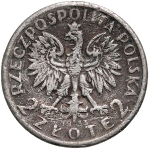 II RP, 2 Zloty 1933, Warschau, Kopf einer Frau, Periodenfälschung zum Nachteil des Emittenten