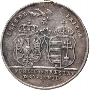 Německo, Braniborsko-Prusko, Fridrich II., medaile z roku 1742, Chronogram, Vratislav