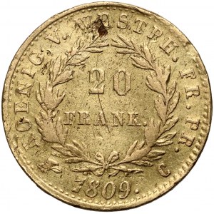 Germany, Westphalia, Jerome Napoleon, 20 Francs 1809 C