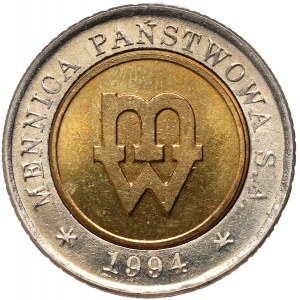 III RP, 5 Zloty 1994, Warschau, Prägemuster