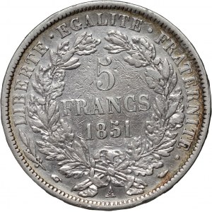 Frankreich, 5 Francs 1851 A, Paris, Ceres