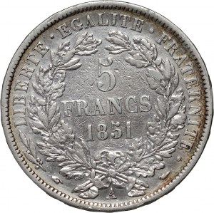 Francja, 5 franków 1851 A, Paryż, Ceres