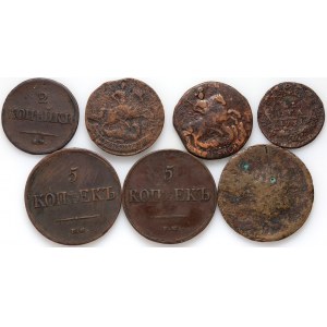 Russland, Satz von 7 Münzen aus den Jahren 1751-1836