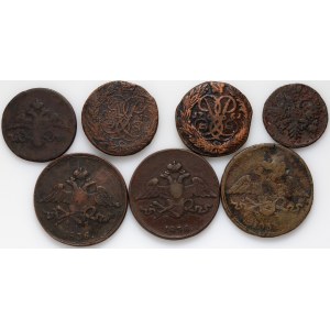 Rosja, zestaw 7 monet z lat 1751-1836