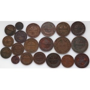 Rosja, zestaw 20 monet z lat 1874-1915