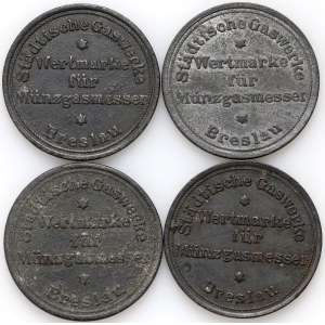 Breslau (Wroclaw), set of 4 gas tokens