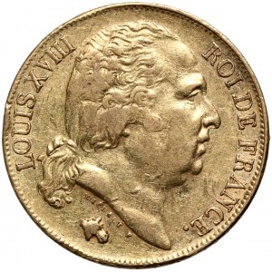 Francja, Ludwik XVIII, 20 franków 1818 W, Lille