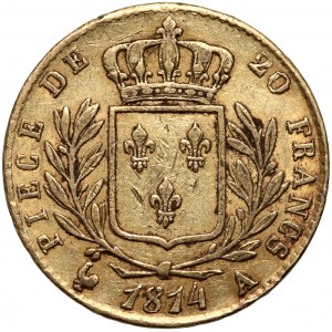 Francúzsko, Ľudovít XVIII, 20 frankov 1814 A, Paríž