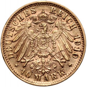 Niemcy, Wirtembergia, Wilhelm II, 10 marek 1910 F, Stuttgart
