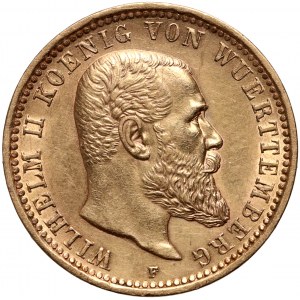 Německo, Württemberg, Wilhelm II, 10 značek 1904 F, Stuttgart