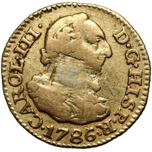 Španielsko, Karol III, 1/2 escudo 1786 M-DV, Madrid