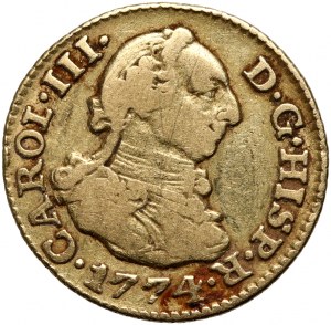 Hiszpania, Karol III, 1/2 escudo 1774 M-PJ, Madryt