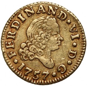 Hiszpania, Ferdynand VI, 1/2 escudo 1757 M-JB, Madryt