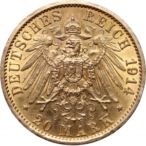 Deutschland, Preußen, Wilhelm II, 20 Mark 1914 A, Berlin